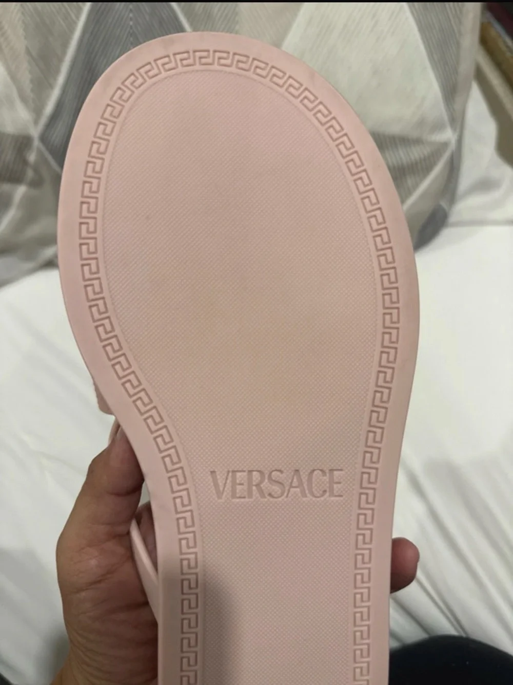 Versace Blush Pink Medusa Strap Thong Sandals